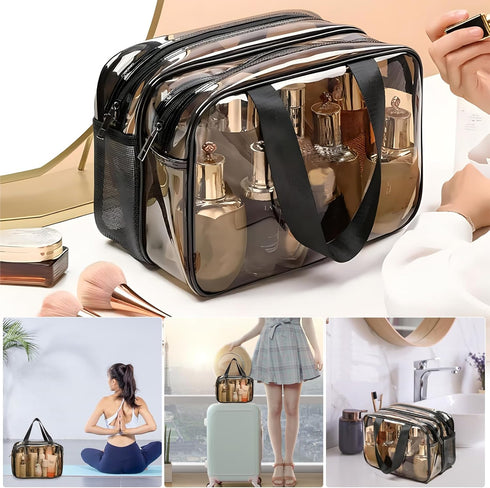 WEISIPU Large Waterproof Clear Travel Bag for Toiletries - Transparent Makeup Bag with Double Zipper Design - TSA Compliant Carry-On for Men and W...