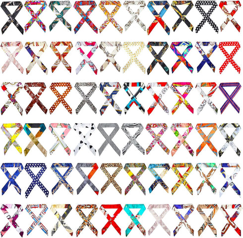 60 Pcs Women Handbag Scarf Head Scarf for Hair Purse Scarf Handle Ribbon Satin Head Scarf Neckerchief Silk Scarf Headband Charm for Girls Decorati...