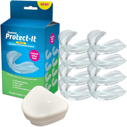 Dentemp Protect-It Custom Fit Grinding Mouth Guard 8 Pack for Grinding Teeth at Night - Night Guards for Teeth Grinding & Sleep...