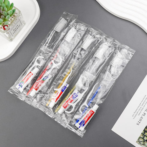 twoworld Disposable Toothbrushes with Toothpaste and Dental Floss Pick Individually Wrapped, Bulk Toothbrush 5 Colors and Toothpaste 5 grams, Flos...