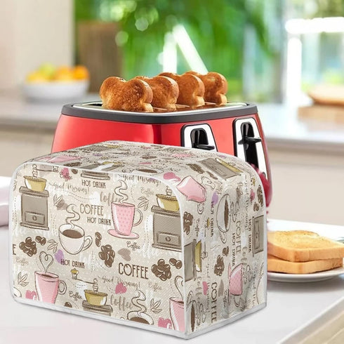 Talayituse Coffee Theme 4 Slice Toaster Covers Dust Protection Bread Maker Covers Toaster Oven Cloth Cover Kitchen Accessories Washable Appliance ...