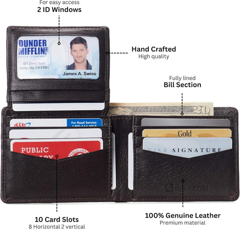 Alpine Swiss Connor Executive Bifold Wallet | Business Passcase for Men | Premium Leather | Dual ID Windows | RFID Blocking | Gift Box Included So...