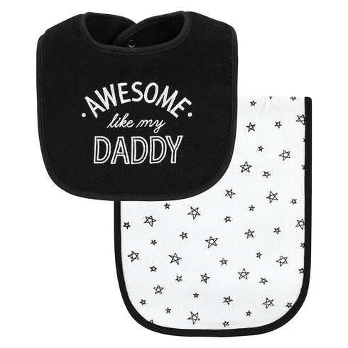Hudson Baby Unisex Baby Cotton Terry Bib and Burp Cloth Set, Mom Dad Moon And Back, One Size...