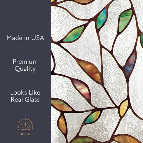 Artscape Cascade Sidelight | Window Privacy Film Stained Glass Pattern | Non-Adhesive & UV Protection | Easy to Apply & Removable | 12 x 83 inches...