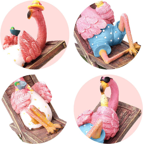 Pink Flamingo Garden Statues Flamingo Ornaments Small Flamingo Statue Summer Tropical Coastal Desk Decor Yard Art Ornament Housewarming Gifts Outd...