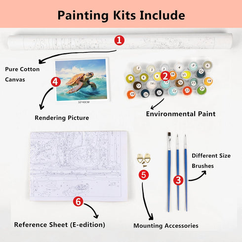 TFIAVSIN Paint by Number for Adults Sea Turtle Paint by Numbers Tropical Sandy Shore Landscape Oil Painting for Adults DIY Paint by Number Kits Ad...