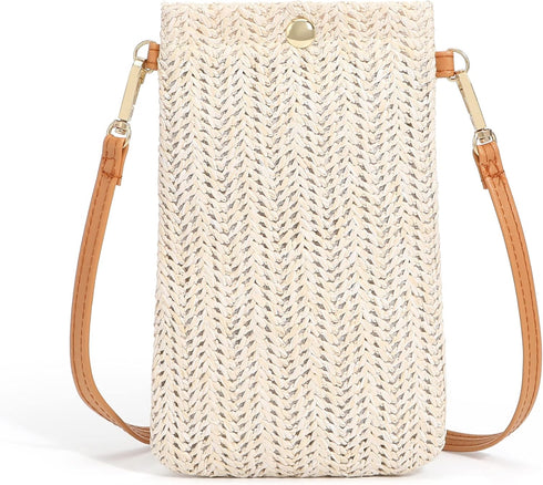 Small Straw Woven Crossbody Bag Cell Phone Purse Shoulder Straw Clutch Summer Beach Wallet Handbags For Women Girl Vacation...