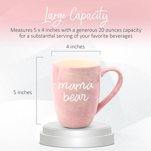 Pavilion Large Ceramic Coffee Mug with "Mama Bear" Text Design, Microwave & Dishwasher Compatible, Tall Coffee or Tea Cups for Moms with Handle, I...
