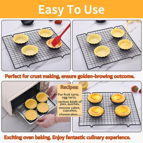 DATANYA 8 Pack Mini Tart Pans 4 Inch with Removable Bottom Round Nonstick Quiche Pan, Heavy Duty Fluted Side for Pies, Mousse Cakes, Dessert Bakin...