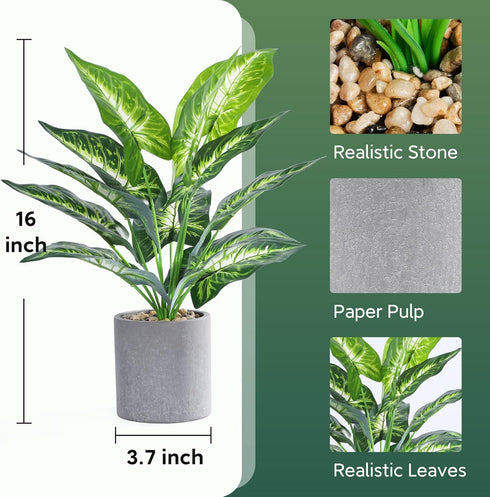 16" Small Fake Plants Artificial Tropical Faux Plants Indoor for Office Desk Shelf Bathroom Home Decor...