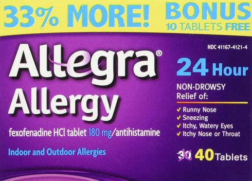 Allegra Allergy 40 Tablets (Bonus Pack - 33% More) 24 Hour Protection - Non Drowsy...