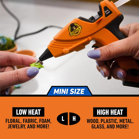 Gorilla Mini Hot Glue Gun Kit (Pack of 1 Mini Hot Glue Gun and 30 Sticks) - Dual Temp, Precision Nozzle, and Easy Squeeze Trigger...