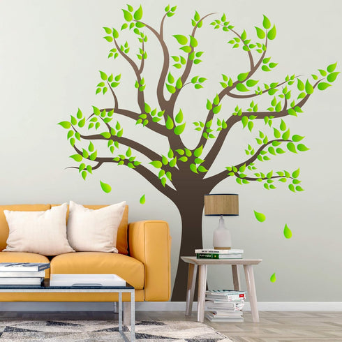 Amaonm Removable Cartoon Giant Brown Tree Wall Decals DIY Leaves Wall Sticker Peel and Stick Wall Decor for Nursery Kids Girls Nursery Room Bedroo...