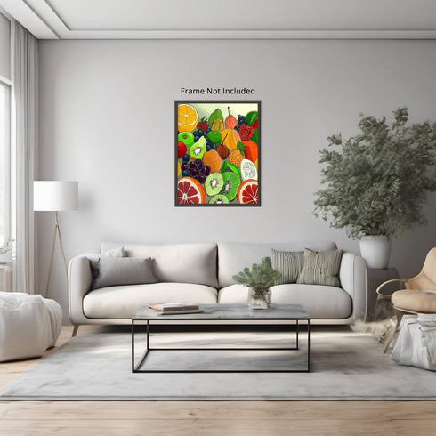 Posterizer 1 pcs-colorful healthy fruits retro drawing style design poster 4-Kitchen & Bar Art-Retro Art- Art for Cafe, Restaurant, Coffee Bar - u...