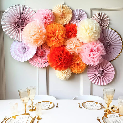 PapaKit Origami Wall Decoration Set (8 Assorted Round Paper Fans) Birthday Party Baby Shower Wedding Events Decor | Creative Art Design Pattern (S...