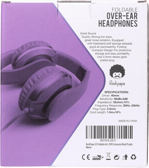 rockpapa HS20 Wired Kids Headphones for School, Foldable Lightweight Boy Girl Headphones with Microphone & 3.5mm Jack for 3-15 Year Old for Airpla...