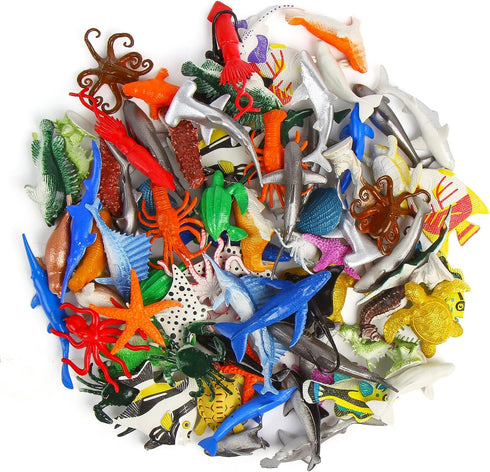 80 Pieces Sea Creatures Toys for Kids,Assorted Vinyl Plastic Ocean Animals Toys for Party Favors Classroom Educational Goodie Bag Filler Cupcake T...