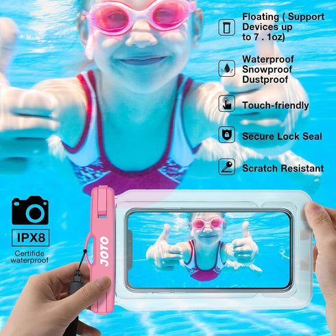 JOTO IPX8 Floating Waterproof Phone Holder Pouch, Float Universal Waterproof Case for iPhone 14 13 12 11 Pro Max XS XR 8 7 Galaxy Pixel Up to 7", ...
