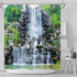 Waterfalls Shower Curtains Stone Rockery Landscapes Spring Green Plant Courtyard Garden Outdoor Scenery Bathroom Decor Polyester Fabric Curtain Se...