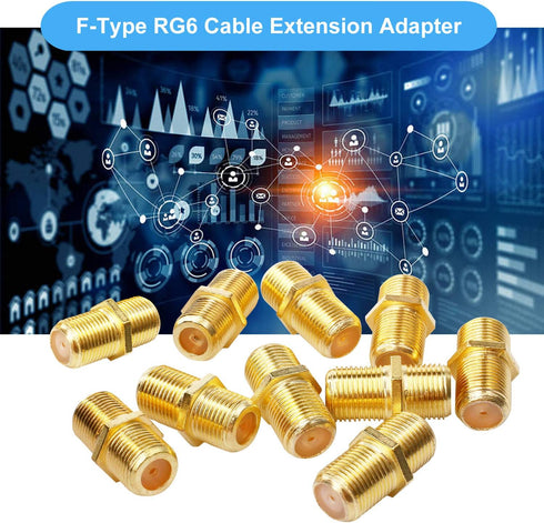 Coaxial Cable Connector F-Type RG6 Cable Extension Adapter (Pack of 20)...