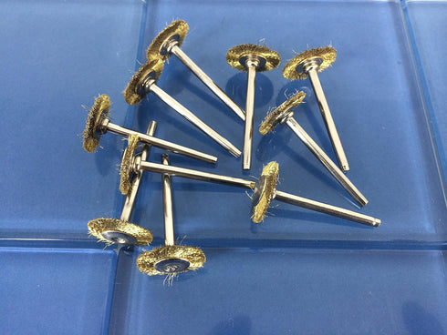TEMO 10 pc Brass Rotary 3/4 Inch Flat Wire Brush Wheel #535 with 1/8 Inch Shank for Dremel Rotary Tools...