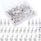 Yaomiao 100 Pieces Spoon Glue on Bails Pendant Jewelry Bails Shiny Silver Color Oval Heart Shape Glue on Necklace Earring Pendant Small Spoon Char...