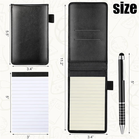 Outus 10 Pcs Mini Pocket Notepad Holder Set Included Mini Pocket Notepad Holder with 50 Lined Sheets, Metal Pen, 8 Pcs 3 x 5 Inch Memo Book Refill...