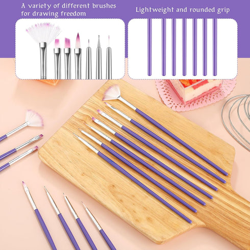 28 Pcs Cake Decorating Brushes Cake Painting Brushes Food Paint Brush Multiple Function Fondant Brush Cookie Brushes DIY Tool Set Cake Decorating ...