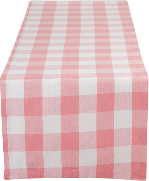 DII Buffalo Check Collection, Classic Farmhouse Table Runner, 14x72, Pink & White...