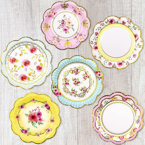 Fancy Land Floral Paper Plates 7.28 Inches Vintage Small Party Plate 24 ct...