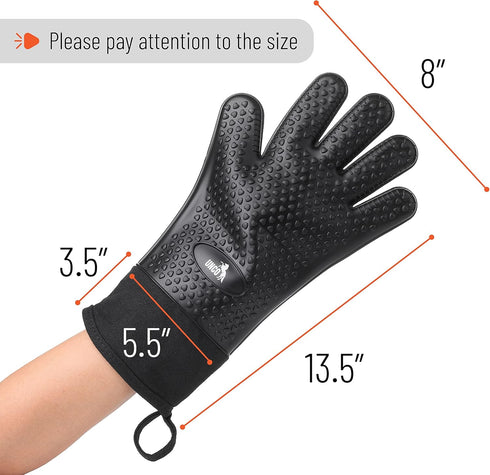 UNCO- Grill Gloves, Silicone Gloves Heat Resistant, Oven Gloves, BBQ Gloves, Meat Gloves, Barbecue Gloves, Grilling Gloves, Meat Gloves for Pullin...
