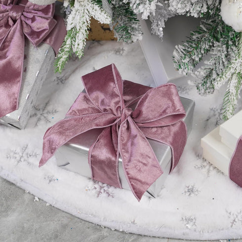 AIMUDI Dusty Rose Velvet Wired Ribbon 2.5 Inch Mauve Christmas Ribbon Wired Rose Pink Ribbon for Christmas Tree, Wreaths, Swags, Gift Wrapping, Ga...