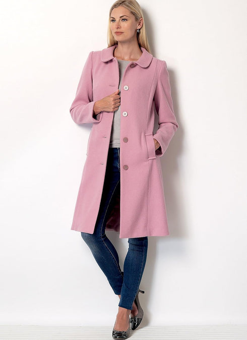Butterick Patterns B6385 E5 Misses' Funnel-Neck, Peter Pan or Pointed Collar Coats with Custom Cup Sizes by Lisette, Size 14-22 (6385)...