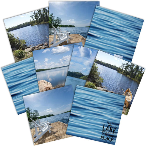 Paper House Productions 12" x 12" 9-Sheet Decorative Double Sided Paper Pack for Scrapbooking and Crafts - Lake Life...