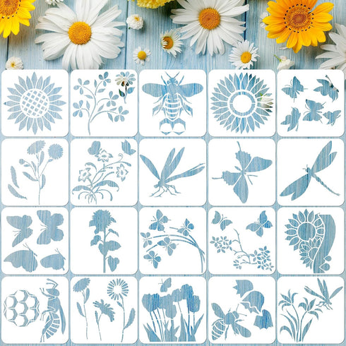 20 Pieces Stencils for Painting Reusable Animal Plant Music Stencil Spring Summer Fall Winter Stencil Template, DIY Stencils for Painting on Wood ...