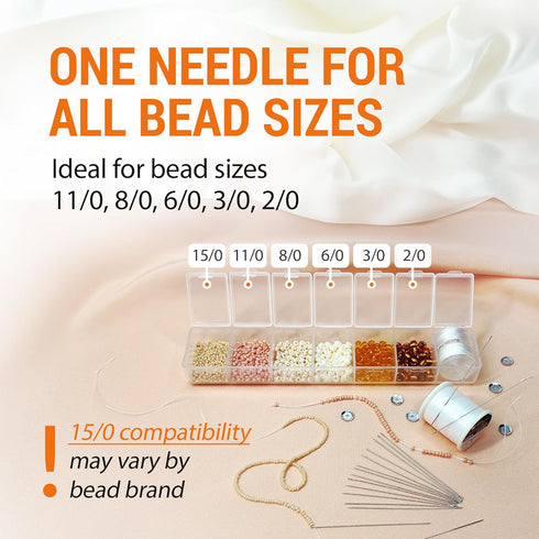VONEEDL 60 Straight Beading Needles with Convenient Storage Tube Size 11-0.4mm (0.015in) Extra Fine Thread Needles - Perfect for Bead and Sequin E...