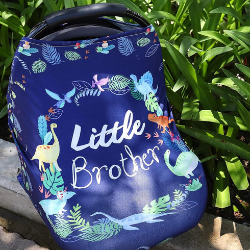 Baby Car Seat Cover for Boys, Little Brother Car Seat Canopy, Multiuse Nursing Covers, Dinosaur Theme Infant Carrier Cover Summer, Breastfeeding S...
