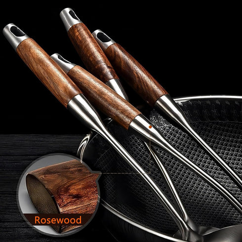 REDANT Stainless Steel Big Serving Spoons for Cooking - Metal Basting Spoon With Wooden Handle - Large Kitchen Spoon For Cooking,Mixing, Serving, ...
