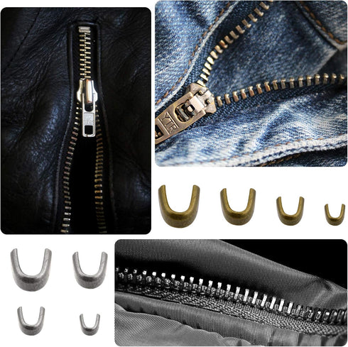 Savita 60pcs Metal Zipper Latch Slider Zipper Stops Retainer Insertion Pins Repair Kit for Coats Jacket Repair and Replacement (4 Sizes: #3, 5, 8,...