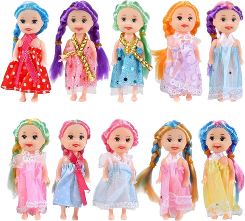 Mini Dolls for Girls?3 Inch Little Dolls Girl Dolls for Dollhouse?Include 10 Pieces Girl Small Dolls, 10 Sets Handmade Doll Clothes...