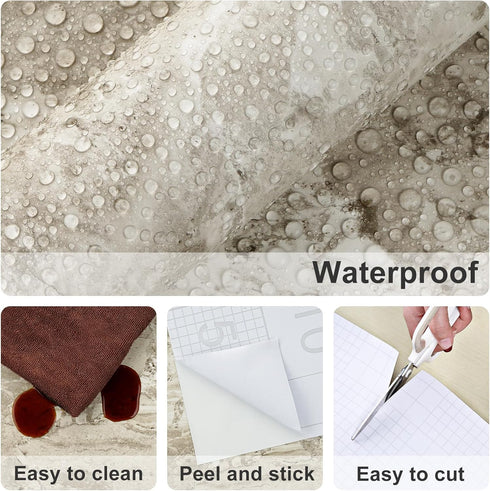 Light Brown Marble Contact Paper Marble Wallpaper Peel and Stick Removable Waterproof Wall Paper Roll Self Stick Marble Paper for Kitchen Bathroom...