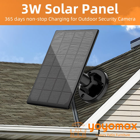 3W Solar Panel for Outdoor Wireless Security Camera, Continuously Power USB Solar Panel IP65 Waterproof, Adjustable Security Wall Mount (Black)...