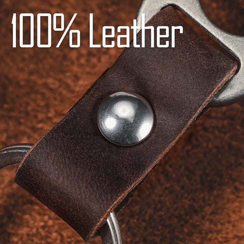 KeyUnity KM02 Titanium Belt Clip Carabiner Leather Keychain Holder with Removable Stainless Steel Key Ring...