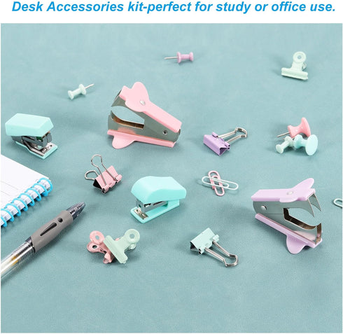PATIKIL Stapler Set, Metal Portable Desktop Office Accessories No Jams Stapler with 400 Staples 3 Binder Clips for Business, Desk, Home, Classroom...