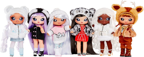 Na! Na! Na! Surprise Cozy Series Leona White 7.5" Fashion Doll Snow Leopard-Inspired with Black Hair, 3-Piece Outfit and Fuzzy Clip-on Purse, Pose...