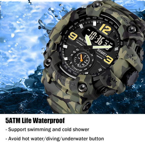 Gosasa Men's Large Face Outdoor Sports Watches Military S-Shock Watch Waterproof, Backlight, Alarm, Stopwatch Features - Rugged Wristwatch for Tra...