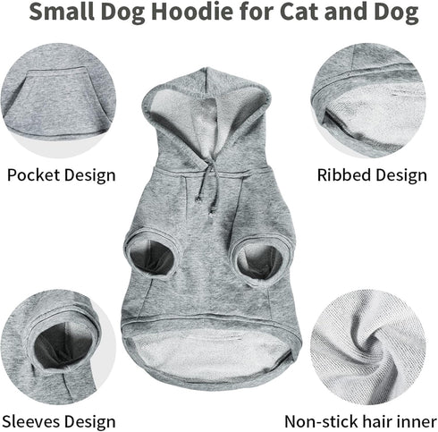 Pet Clothes for Dog, Dog Hoodies Sweatshirt with Hood and Pockets for Small Dogs (Grey Dog Hoodie, Large)...
