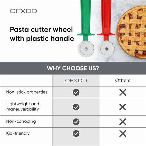 Pasta Cutter Wheel - Hand Ravioli Cutter - Dough Pastry Crimper for Baking - Fluted Pastry Cutter Wheel with Plastic Handle...