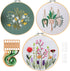 HaiMay 3 Sets Embroidery Starter Kit with Pattern and Instructions, Cross Stitch Kit Include 3 Embroidery Clothes with Floral Pattern, 3 Bamboo Em...