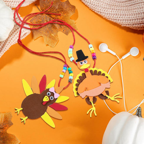 24 Pcs Thanksgiving Turkey Necklaces Kit, Turkey Beaded Necklace Making Kit, DIY for Kids, Thanksgiving Gifts Set for Thanksgiving Party toys Game...